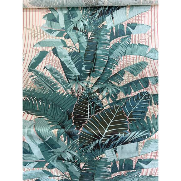 Vtg Warner & Sons Upholstery Fabric 90x56" Brisbane Palms Large Scale Chintz - Picture 2 of 11